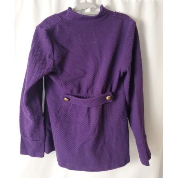 Joan Rivers‎ Women's Size Small Purple Pea Coat Long Sleeve Lined Gold Buttons - Picture 3 of 13